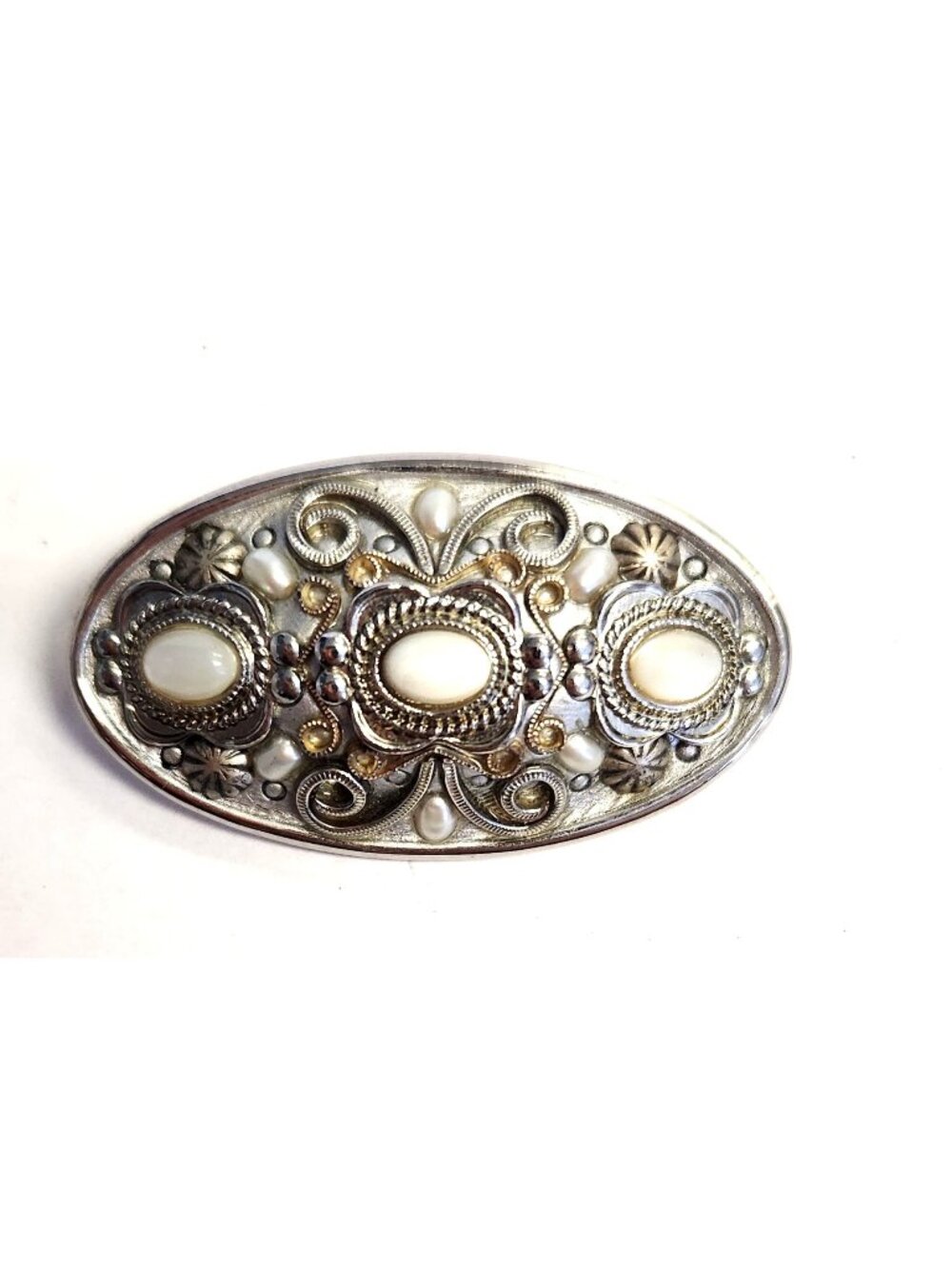 Michael Golan Silver Tone Brooch/ Pendant With Faux Stone Accents